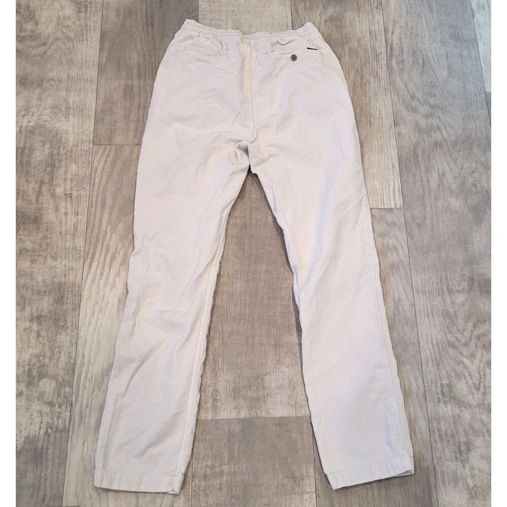 Faherty Corduroy Pants Men's S (26X29) Cream Pull On Drawstring Waist Organic